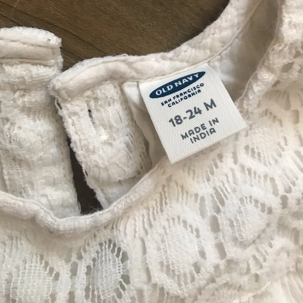 5/$25 Boho Minimalist Crochet White Flowy Baby Girl Top Tunic Blouse
